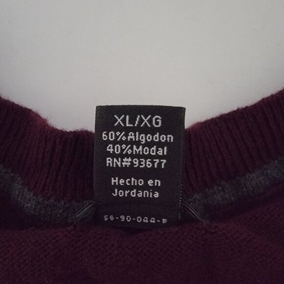 J. Ferrar Mens Pullover Sweater Sz XL Long Sleeve V-Neck Deep Plum Golf T Time - Picture 4 of 11